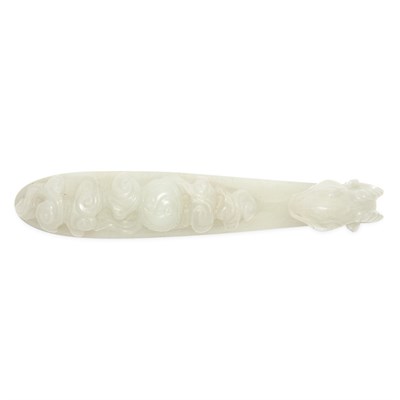 Lot 257 - Chinese White Jade Belt Hook 18th Century The...