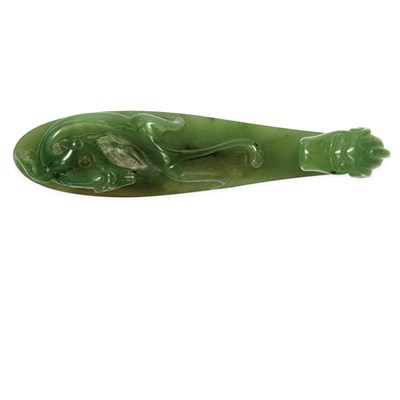 Lot 168 - Chinese Spinach Jade Belt Hook 19th Century...