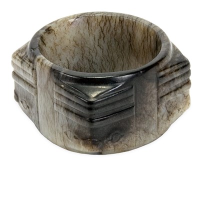 Lot 175 - Chinese Gray and Black Jade Cong 19th Century...