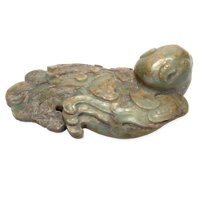 Lot 278 - Chinese Celadon and Brown Jade Figure of a...