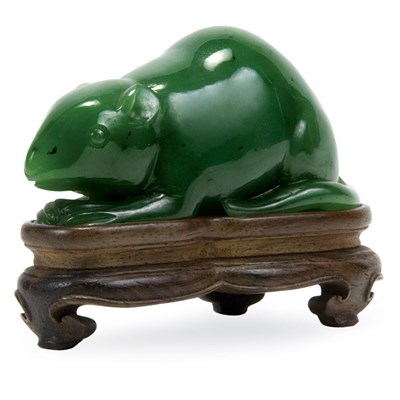Lot 173 - Chinese Spinach Green Nephrite Figure of a Rat...