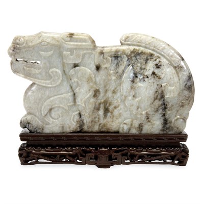 Lot 280 - Chinese Gray and Black Jade Figure of an...