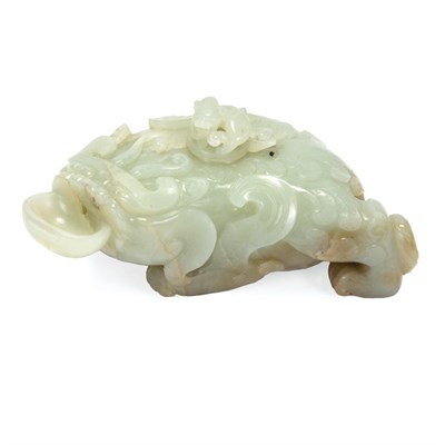 Lot 281 - Chinese Celadon Jade Chimera-Form Water...