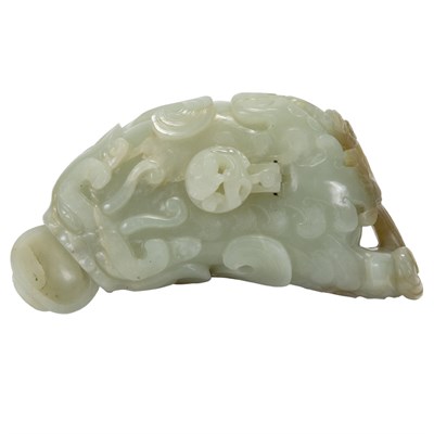 Lot 281 - Chinese Celadon Jade Chimera-Form Water...