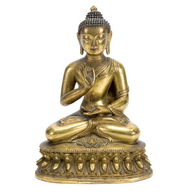 Lot 48 - Sino-Tibetan Gilt-Bronze Figure of Buddha 18th...