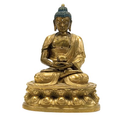Lot 78 - Sino-Tibetan Gilt Bronze Figure of Buddha 18th...