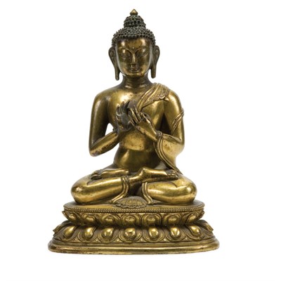 Lot 88 - Sino-Tibetan Gilt-Bronze Figure of Buddha 18th...
