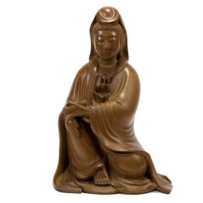 Lot 25 - Japanese Boxwood Figure of Kannon Meiji Period...