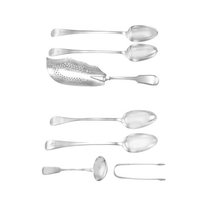 Lot 352 - Group of English Silver Serving Pieces Various...