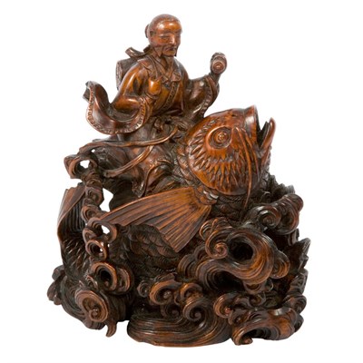 Lot 13 - Japanese Boxwood Okimono Meiji Period Carved...