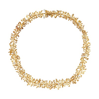 Lot 489 - Gold, Platinum and Diamond Necklace