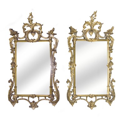 Lot 202 - Pair of Rococo Style Gold Painted Mirrors...