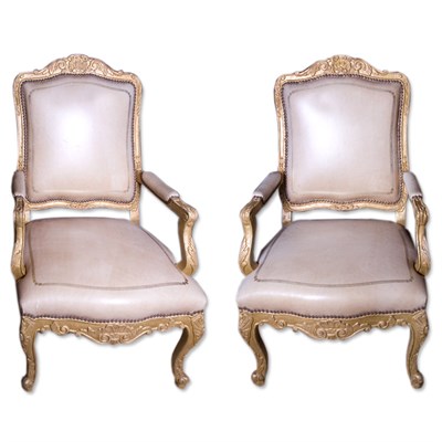 Lot 410 - Set of Four Louis XV Style Carved Gilt-Wood...