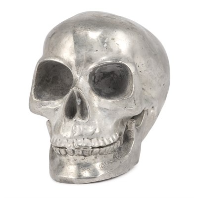 Lot 182 - Silvered Bronze Model of a Skull Signed Summit.