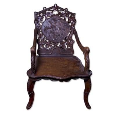 Lot 430 - Black Forest Style Carved Mahogany Armchair