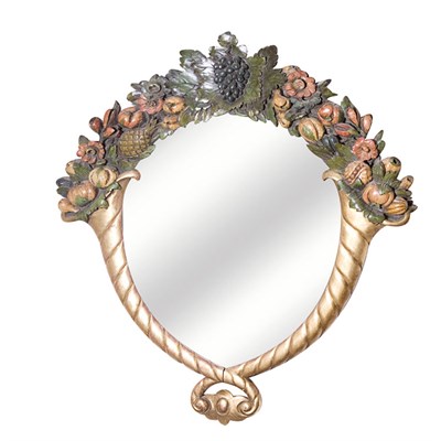 Lot 106 - Gilt and Polychrome Decorated Mirror Height 44...