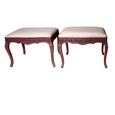Lot 162 - Pair of Venetian Style Red and Gold Painted...