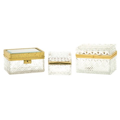 Lot 191 - Group of Three Gilt-Metal Mounted Cut Glass Boxes