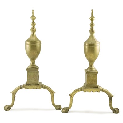 Lot 363 - Pair of Federal Style Brass Andirons Height 21...