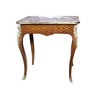 Lot 389 - Louis XV Style Marble Top Mahogany Side Table...
