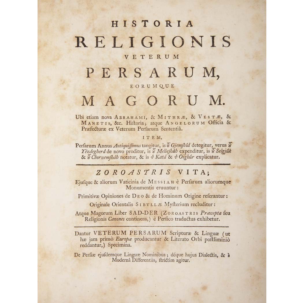 Lot 225 - [ARABIC] HYDE, THOMAS. Veterum Persarum et...