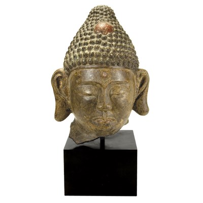 Lot 246 - Chinese Carved Stone Head of Buddha Liao...