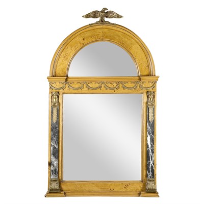 Lot 300 - Empire Style Maple and Marble Mirror Height 58...