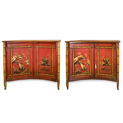 Lot 293 - Pair of Regency Style Chinoiserie Decorated...