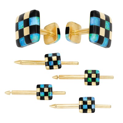 Lot 209 - Gold, Black Opal and Black Onyx Dress Set, Angela Cummings