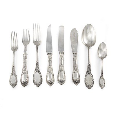 Lot 218B - Russian Silver Flatware Service Comprising...