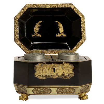 Lot 271 - Regency Style Chinoiserie Decorated Black...