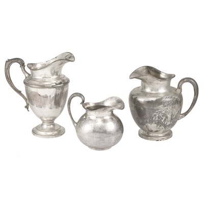Lot 300 - Two Mexican Silver Pitchers; Together with a...