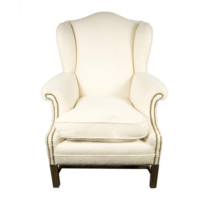 Lot 90 - Georgian Style Upholstered Mahogany Wing Chair