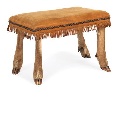 Lot 96 - Suede and Deer Hoof Stool Height 12 1/2 inches,...
