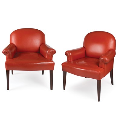 Lot 112 - Pair of Vinyl Upholstered Club Chairs