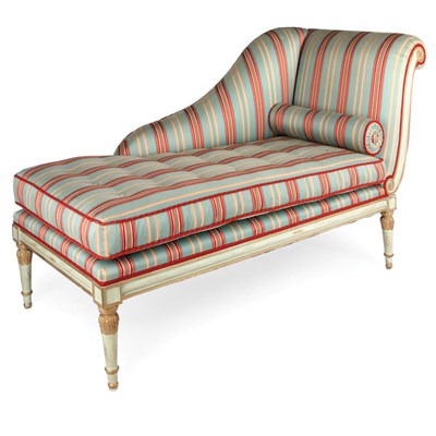 Lot 91 - Louis XVI Style Painted Chaise Longue...