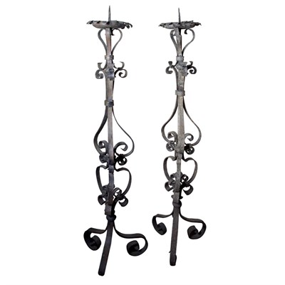 Lot 113A - Pair of Continental Rococo Style Wrought Iron...