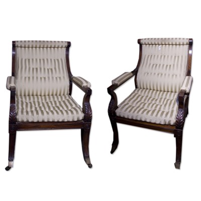 Lot 463 - Pair of Regency Style Tufted Upholstered...