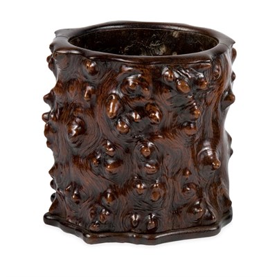 Lot 116 - Chinese Burl-Wood Brushpot 19th Century Of...