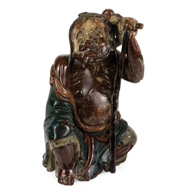 Lot 135 - Chinese Painted Soapstone Figure of an...