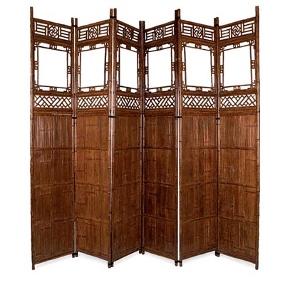 Lot 251 - Chinese Spotted Bamboo Six-Panel Screen...