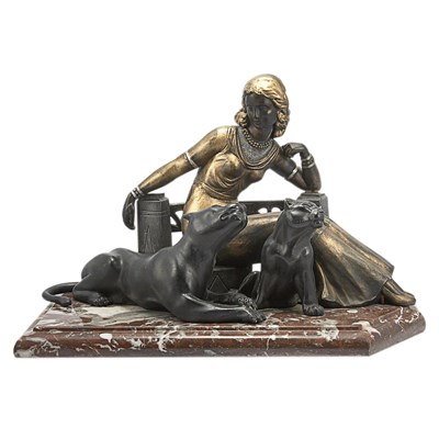Lot 503 - Painted and Patinated-Metal Figural Group...