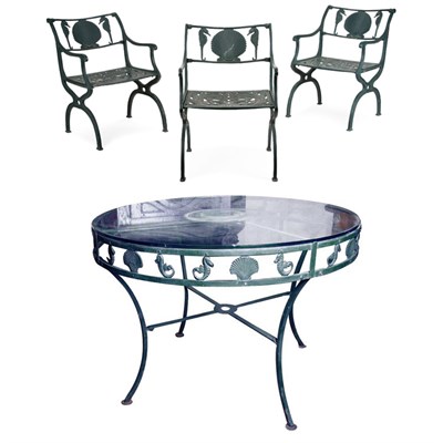 Lot 103 - Set of Painted Metal Outdoor Furniture...