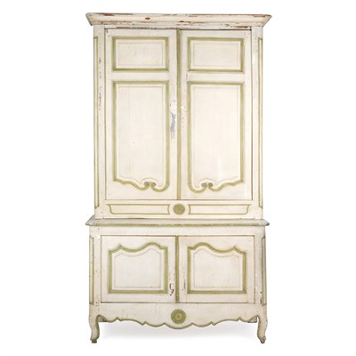 Lot 264 - Louis XV White Painted Buffet a Deux Corps...