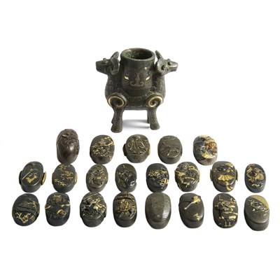Lot 6 - Group of Twenty-One Japanese Kashira 18th/19th...