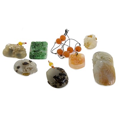 Lot 96 - Group of Chinese Hardstone Pendants 19th...