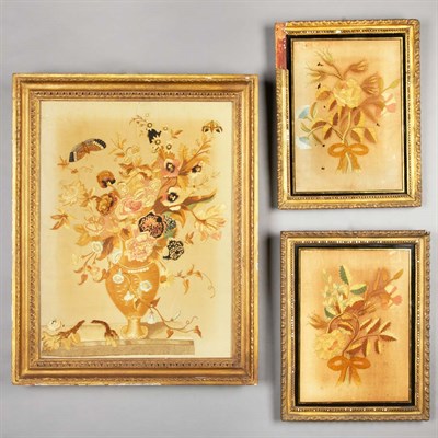 Lot 355 - Pair of English Floral Needlework Pictures...