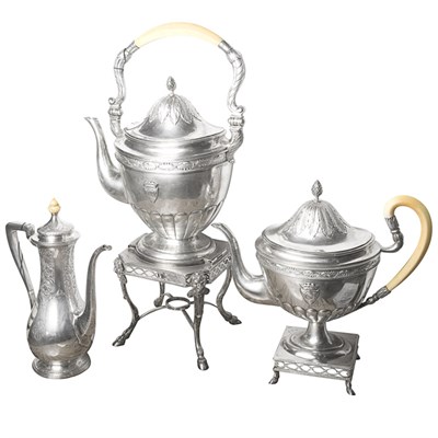 Lot 304 - Continental Silver Hot Water Kettle on Stand...