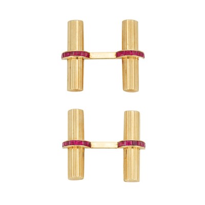 Lot 74 - Pair of Gold and Ruby Cufflinks, Van Cleef & Arpels