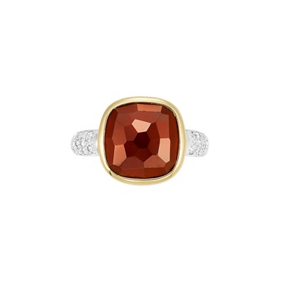 Lot 169 - Two-Color Gold, Garnet and Diamond Ring, Pomelatto